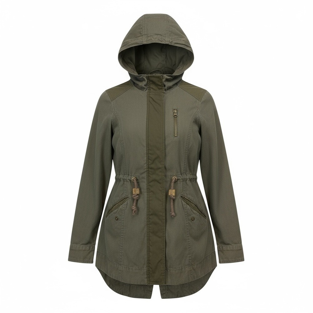 American Rag Cie Womens XS Olive Green Utility Jacket Hooded Military‎ Anorak - Picture 2 of 7